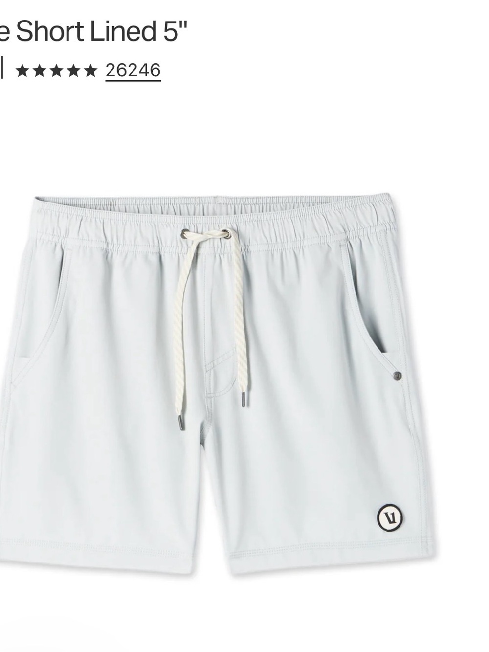 Vuori Lined 5” Kore Shorts. Lt Gray XL